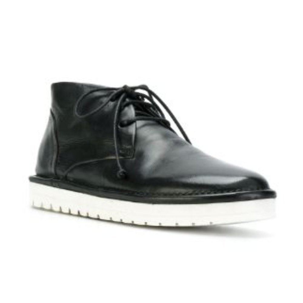 Marsell Sancrispa Alta Lace-up Chukka Boots, Black Leather, Size 37 IT, NWT